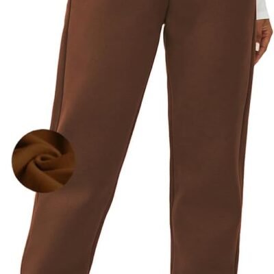 Fleece lined winter joggers, thick warm athletic pants, pockets