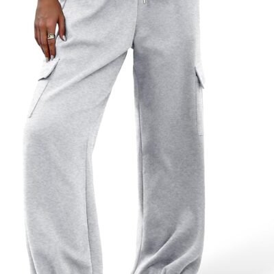 High waisted baggy cuffed cargo jogger with drawstring