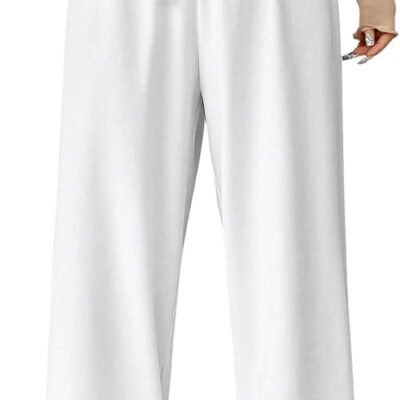 Elastic drawstring waist casual baggy wide leg sweatpants