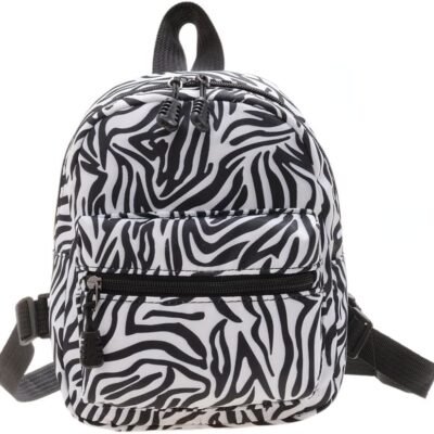 Casual Nylon Women Mini Backpack Fashion Solid Color Preppy Style Female Small Travel Knapsack Rucksacks (Style B Zebra)