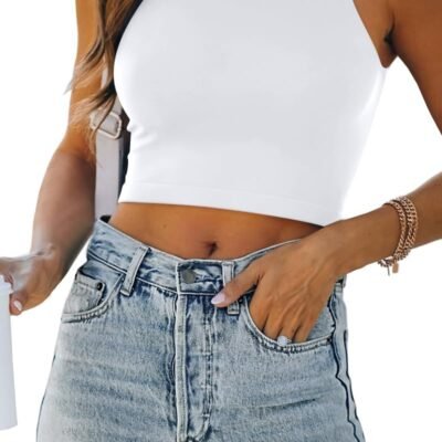 Double lined cropped racerback cute summer tank