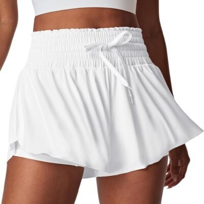 High waisted butterfly flowy tennis skort with pockets