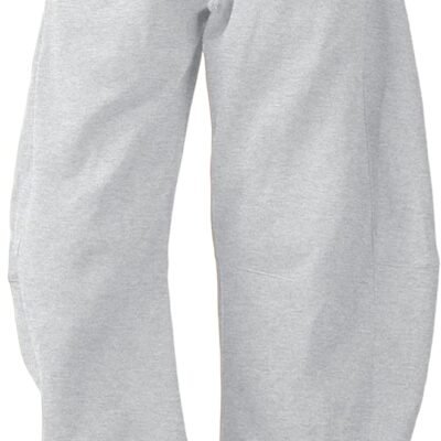 Barrel leg drawstring wide leg cotton palazzo sweatpants, pockets