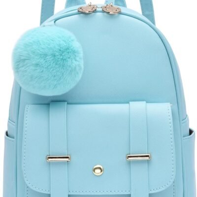 Girls Fashion Backpack Mini Backpack Purse for Women Teenage Girls Purses PU Leather Pompom Backpack Shoulder Bag