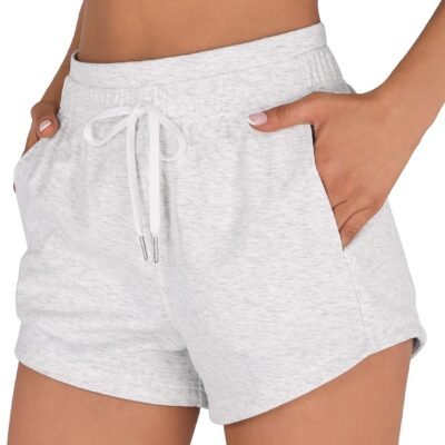 Women’s cotton French terry sweat shorts with pockets, drawstring