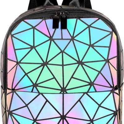 Geometric Luminous Purses and Handbags for Women Holographic Reflective Crossbody Bag Wallet