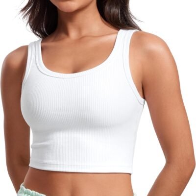 U-neck padded longline sports bra crop top